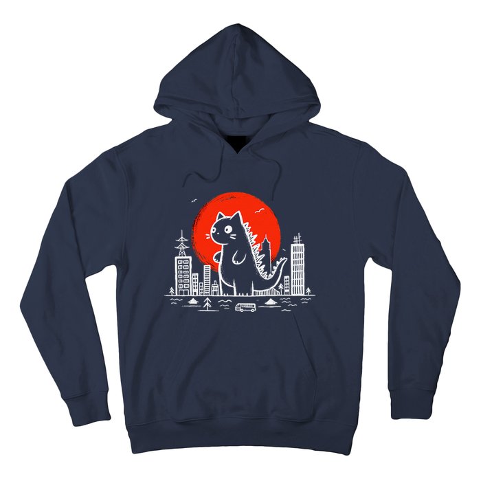 Catzilla Monster Cat Memes Retro Japan Kawaii Kaiju Hoodie