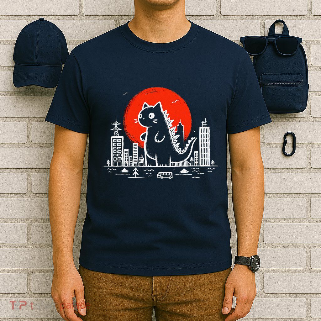 Catzilla Monster Cat Memes Retro Japan Kawaii Kaiju T-Shirt