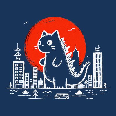 Catzilla Monster Cat Memes Retro Japan Kawaii Kaiju T-Shirt