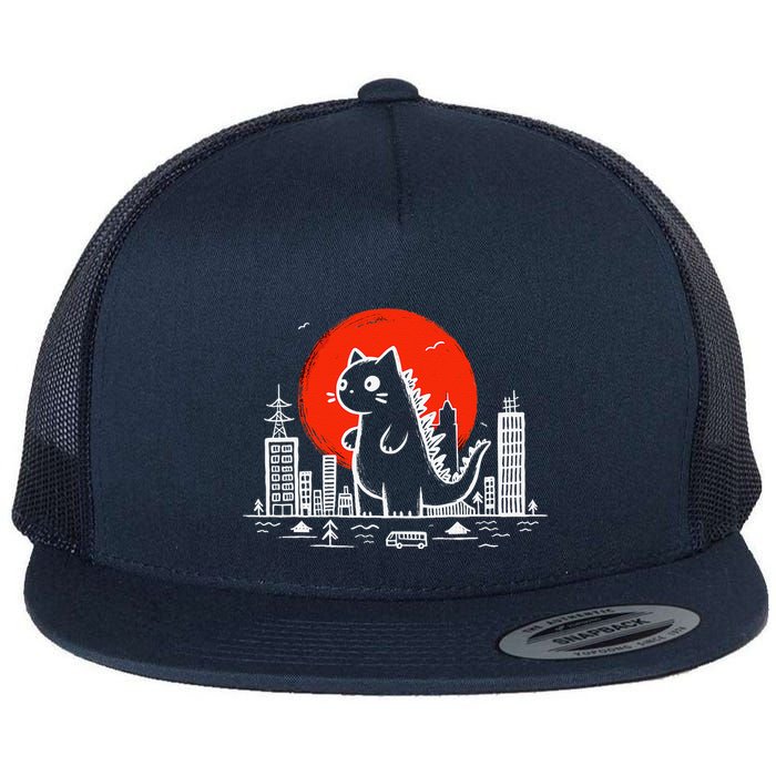 Catzilla Monster Cat Memes Retro Japan Kawaii Kaiju Flatbill Hat