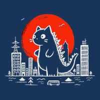 Catzilla Monster Cat Memes Retro Japan Kawaii Kaiju Flatbill Hat
