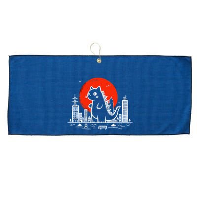 Catzilla Monster Cat Memes Retro Japan Kawaii Kaiju Large Microfiber Waffle Golf Towel