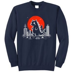 Catzilla Monster Cat Memes Retro Japan Kawaii Kaiju Tall Sweatshirt