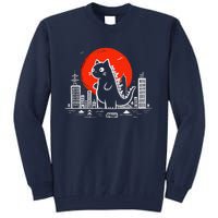 Catzilla Monster Cat Memes Retro Japan Kawaii Kaiju Tall Sweatshirt