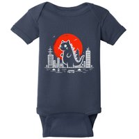 Catzilla Monster Cat Memes Retro Japan Kawaii Kaiju Baby Bodysuit