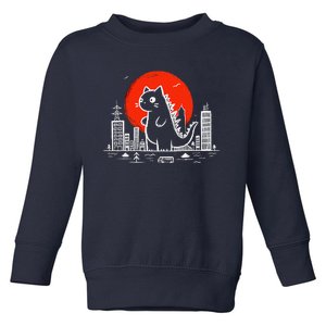 Catzilla Monster Cat Memes Retro Japan Kawaii Kaiju Toddler Sweatshirt