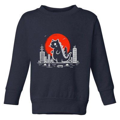 Catzilla Monster Cat Memes Retro Japan Kawaii Kaiju Toddler Sweatshirt