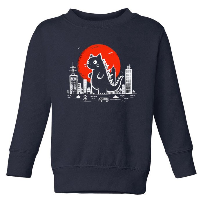 Catzilla Monster Cat Memes Retro Japan Kawaii Kaiju Toddler Sweatshirt