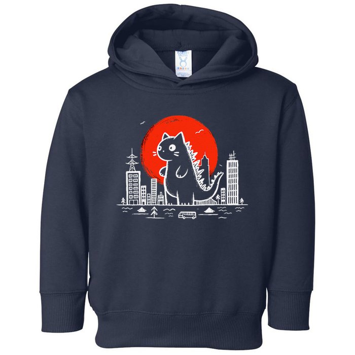 Catzilla Monster Cat Memes Retro Japan Kawaii Kaiju Toddler Hoodie