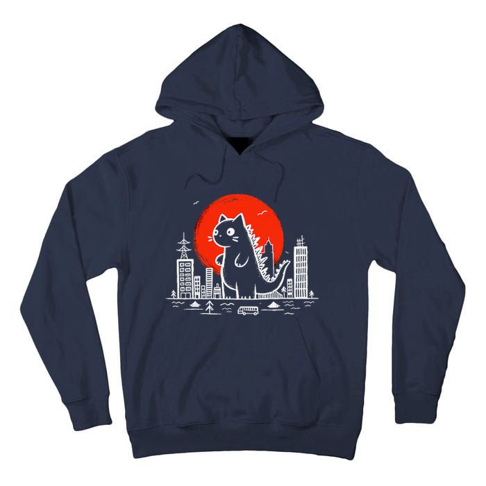 Catzilla Monster Cat Memes Retro Japan Kawaii Kaiju Tall Hoodie