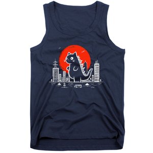 Catzilla Monster Cat Memes Retro Japan Kawaii Kaiju Tank Top