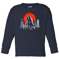 Catzilla Monster Cat Memes Retro Japan Kawaii Kaiju Toddler Long Sleeve Shirt