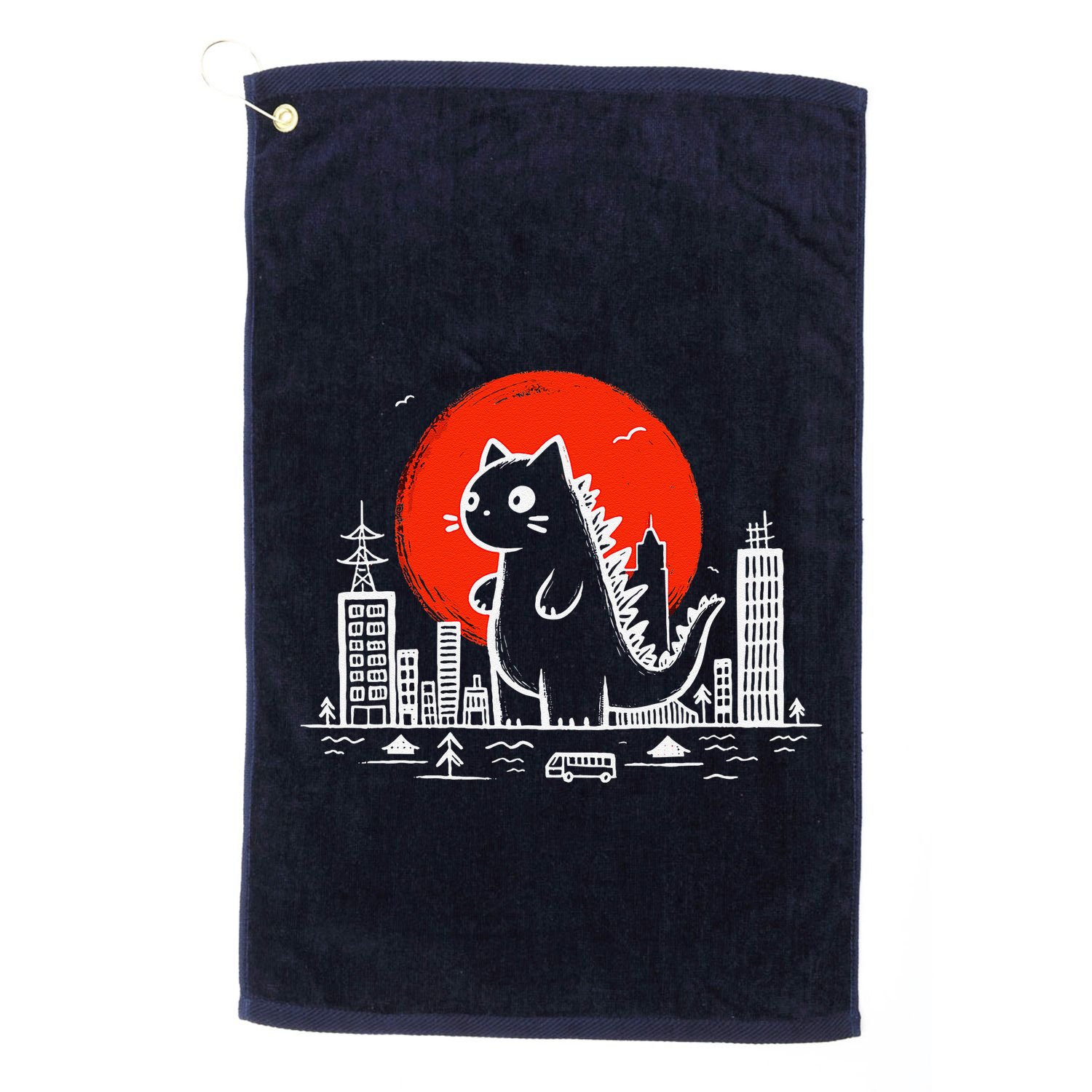 Catzilla Monster Cat Memes Retro Japan Kawaii Kaiju Golf Towel