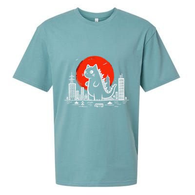 Catzilla Monster Cat Memes Retro Japan Kawaii Kaiju Sueded Cloud Jersey T-Shirt