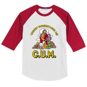 Cum Meaning Christ Understands Me Kids Colorblock Raglan Jersey