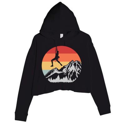 Climbing Mountain Climber Hiking Climb Funny Gift Crop Fleece Hoodie