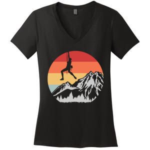 Climbing Mountain Climber Hiking Climb Funny Gift Women's V-Neck T-Shirt