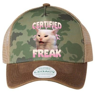 Cat Meme Certified Freak Eat Cement Cursed Cat Funny Legacy Tie Dye Trucker Hat