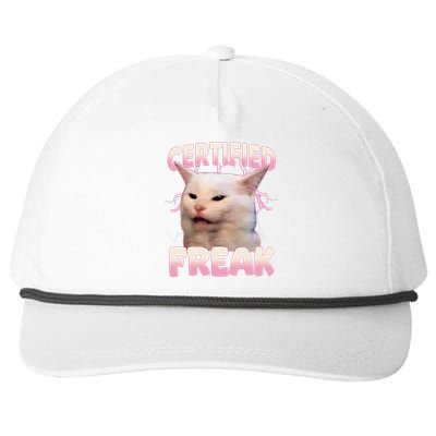 Cat Meme Certified Freak Eat Cement Cursed Cat Funny Snapback Five-Panel Rope Hat