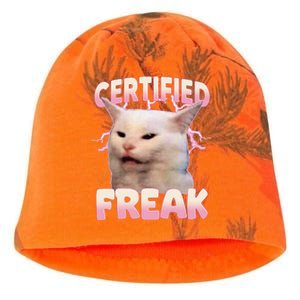 Cat Meme Certified Freak Eat Cement Cursed Cat Funny Kati - Camo Knit Beanie