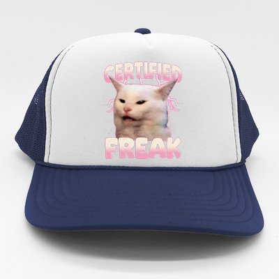 Cat Meme Certified Freak Eat Cement Cursed Cat Funny Trucker Hat