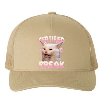 Cat Meme Certified Freak Eat Cement Cursed Cat Funny Yupoong Adult 5-Panel Trucker Hat