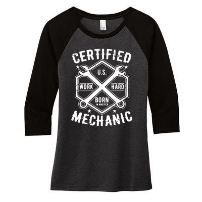 Certified Mechanic Women's Tri-Blend 3/4-Sleeve Raglan Shirt