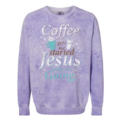 Coffee Morning Christian Gift Idea Jesus Colorblast Crewneck Sweatshirt