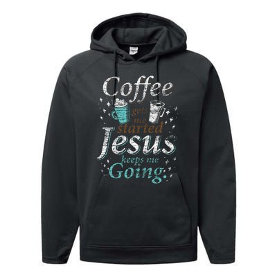 Coffee Morning Christian Gift Idea Jesus Performance Fleece Hoodie