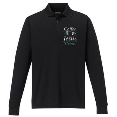 Coffee Morning Christian Gift Idea Jesus Performance Long Sleeve Polo