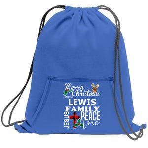 Cute Merry Christmas From The Lewis Family Christian Cool Gift Sweatshirt Cinch Pack Bag