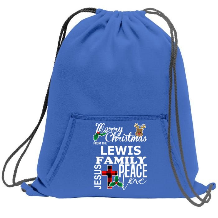 Cute Merry Christmas From The Lewis Family Christian Cool Gift Sweatshirt Cinch Pack Bag