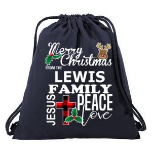 Cute Merry Christmas From The Lewis Family Christian Cool Gift Drawstring Bag