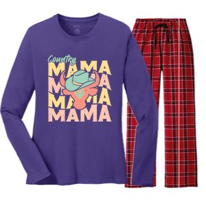 Country Mama Cowgirl Cute Mom Gift Women's Long Sleeve Flannel Pajama Set 