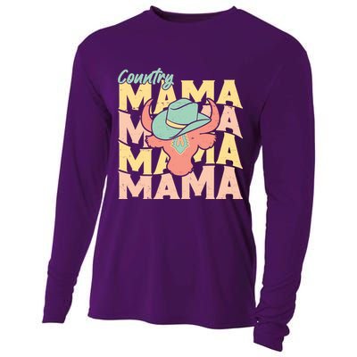 Country Mama Cowgirl Cute Mom Gift Cooling Performance Long Sleeve Crew