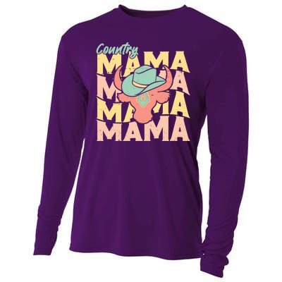 Country Mama Cowgirl Cute Mom Gift Cooling Performance Long Sleeve Crew