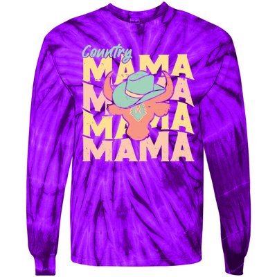 Country Mama Cowgirl Cute Mom Gift Tie-Dye Long Sleeve Shirt