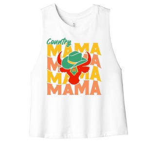 Country Mama Cowgirl Cute Mom Gift Women's Racerback Cropped Tank