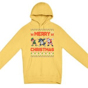 Cute Merry Christmas Gift Dabbing Santa Elf Wolf Premium Pullover Hoodie