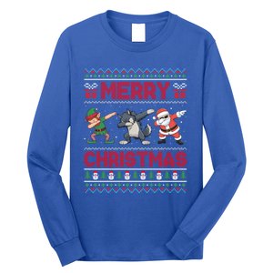 Cute Merry Christmas Gift Dabbing Santa Elf Wolf Long Sleeve Shirt