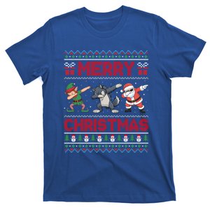 Cute Merry Christmas Gift Dabbing Santa Elf Wolf T-Shirt