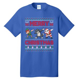 Cute Merry Christmas Gift Dabbing Santa Elf Wolf Tall T-Shirt