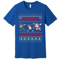 Cute Merry Christmas Gift Dabbing Santa Elf Wolf Premium T-Shirt