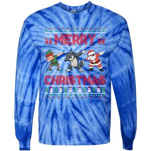 Cute Merry Christmas Gift Dabbing Santa Elf Wolf Tie-Dye Long Sleeve Shirt