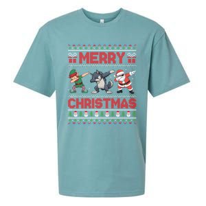 Cute Merry Christmas Gift Dabbing Santa Elf Wolf Sueded Cloud Jersey T-Shirt