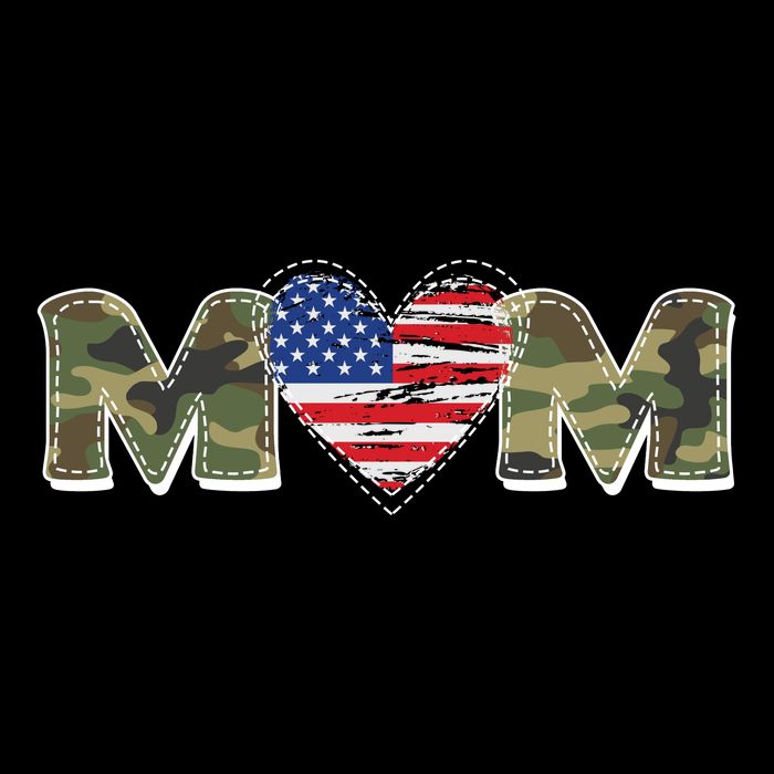 Cute Military Camouflage Mom American USA Flag Heart Bucket Hat