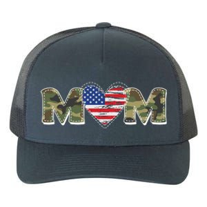 Cute Military Camouflage Mom American USA Flag Heart Yupoong Adult 5-Panel Trucker Hat