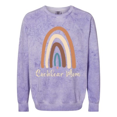 Cochlear Mom Cute Deaf Pride Cochlear Implant Awareness Colorblast Crewneck Sweatshirt