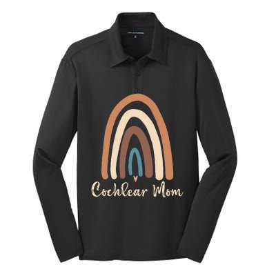 Cochlear Mom Cute Deaf Pride Cochlear Implant Awareness Silk Touch Performance Long Sleeve Polo