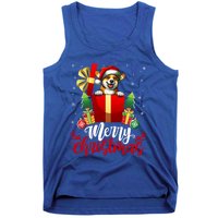 Corgi Merry Christmas Funny Gift Box Tree Santa Hat Snowflakes Cute Gift Tank Top